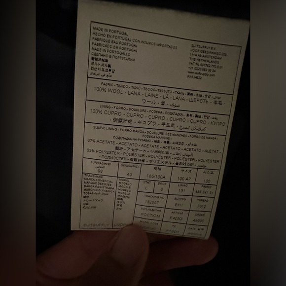 Suitsupply Livorno Blue Herringbone pure wool super 110’s 40L suit - Picture 4 of 9